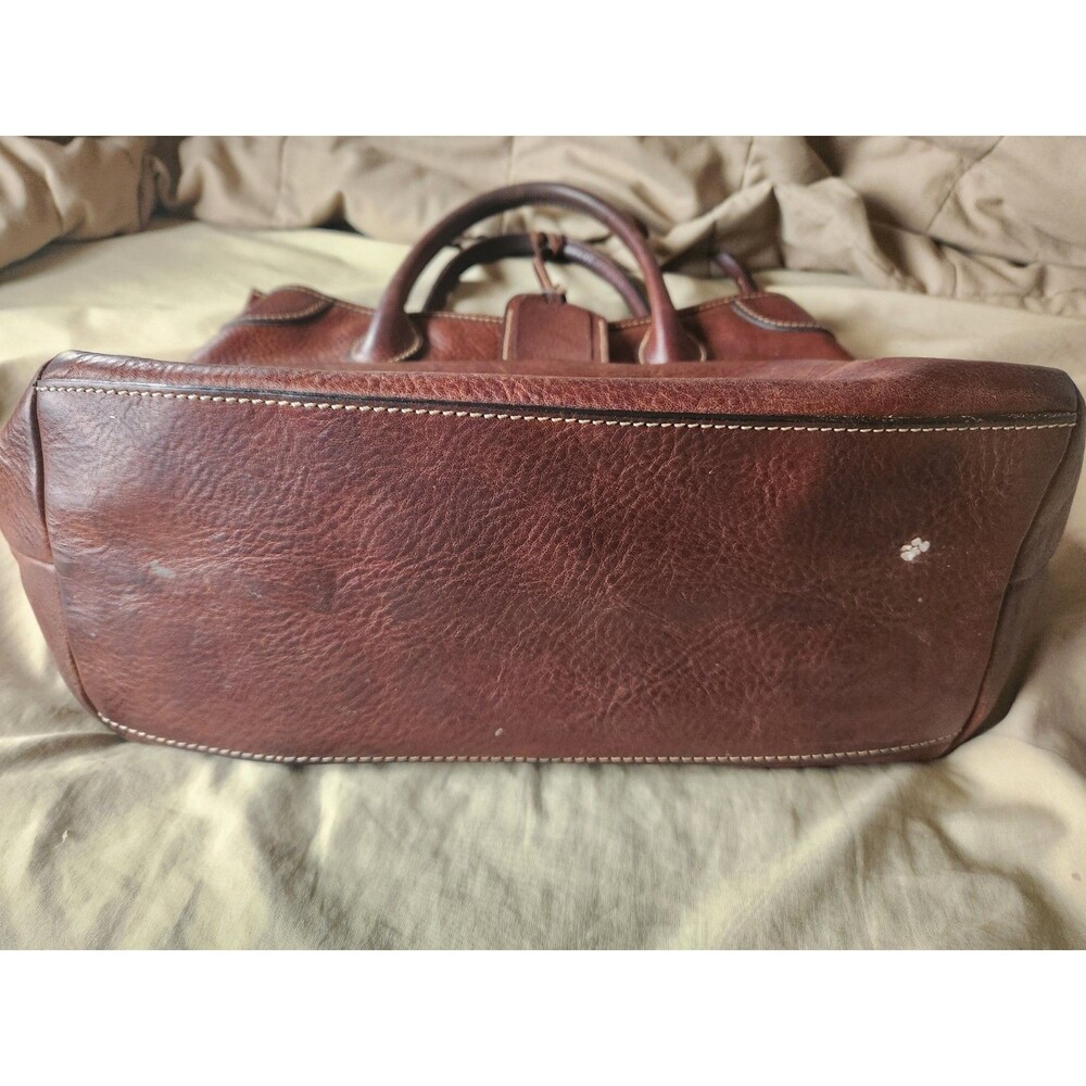Dooney & Bourke Florentine Vacchetta Leather Double Pocket Satchel Brown - Picture 9 of 16